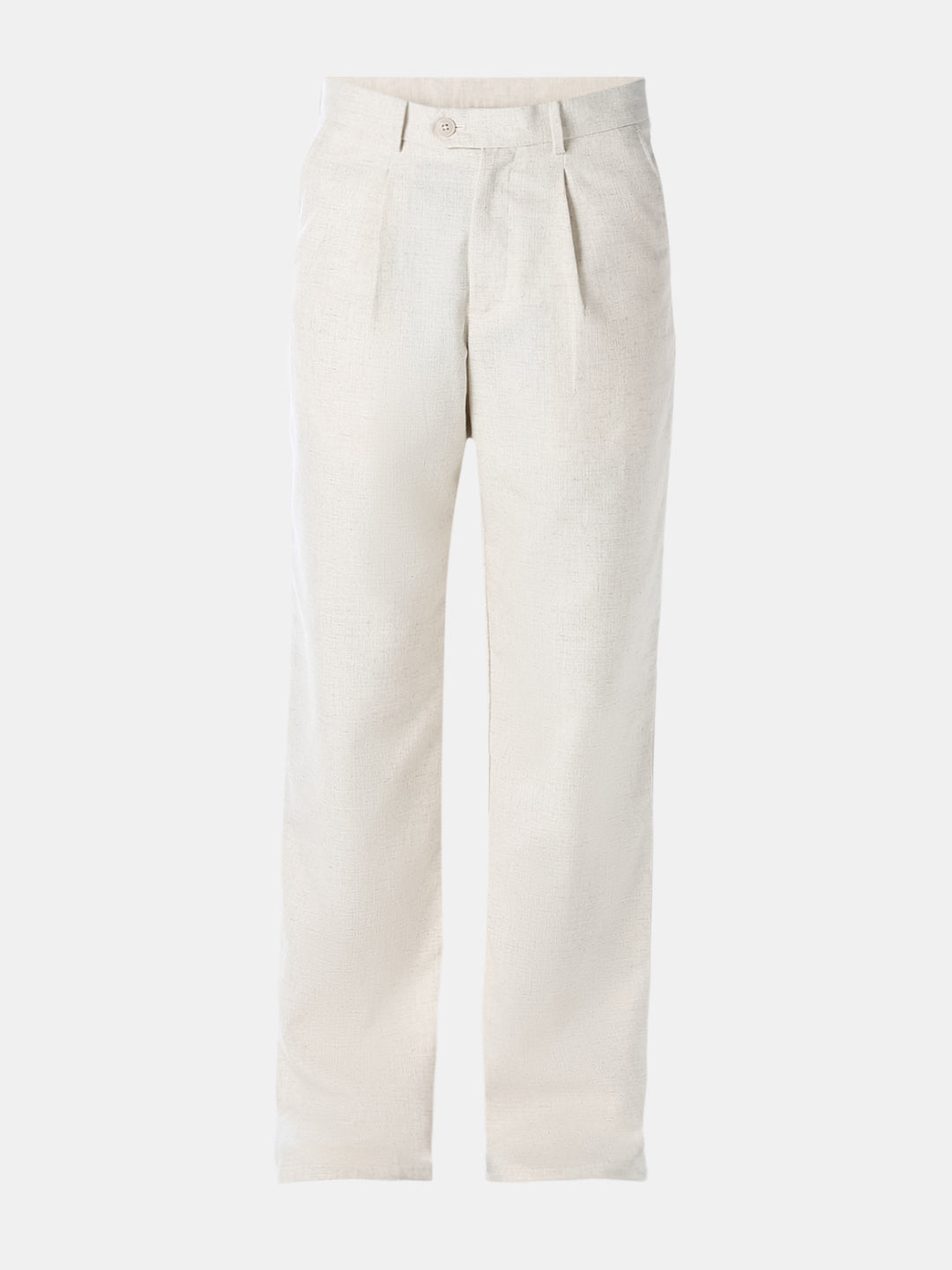 Beige Textured Regular Fit Pants