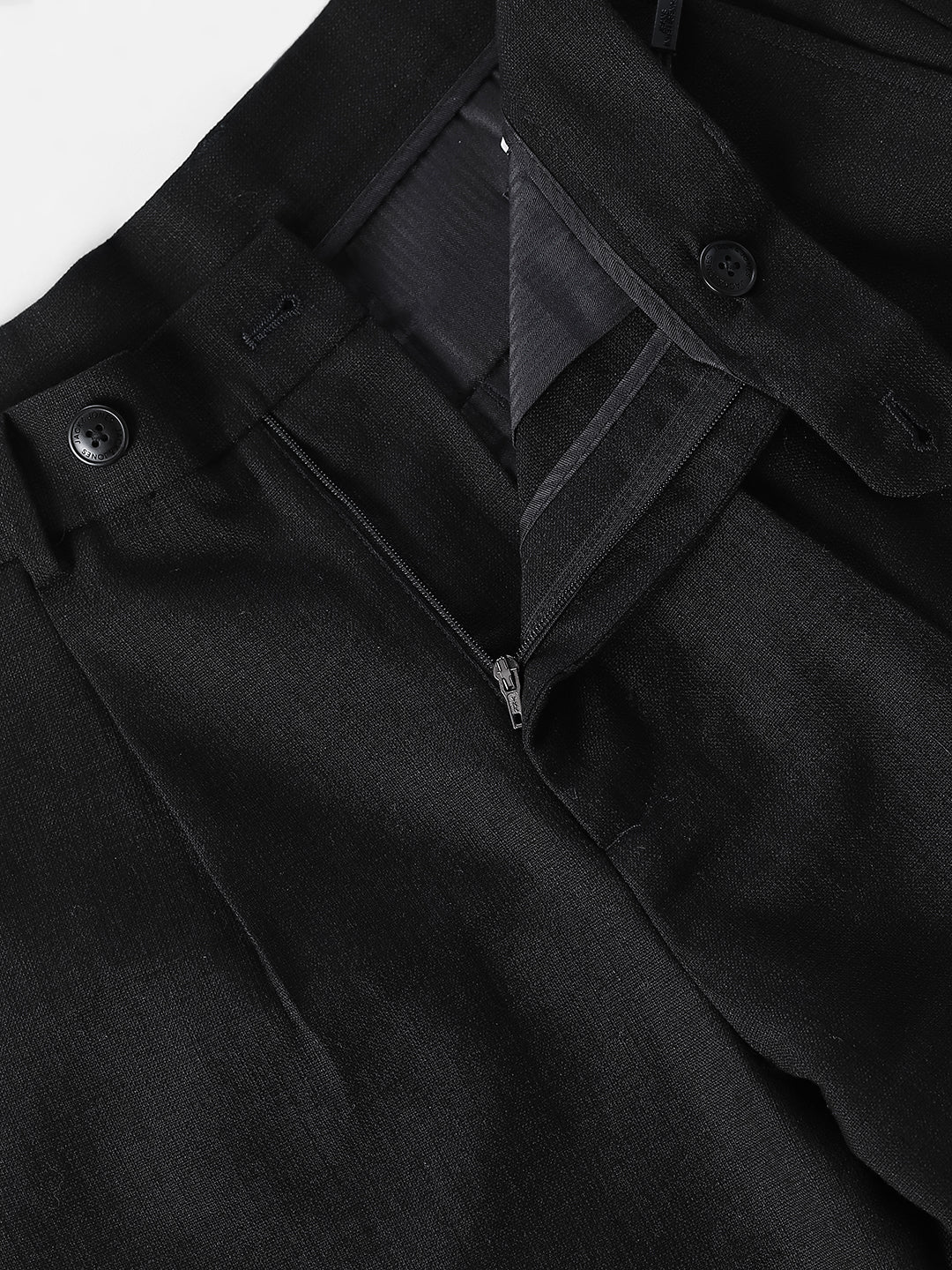 Black Textured Regular Fit Pants