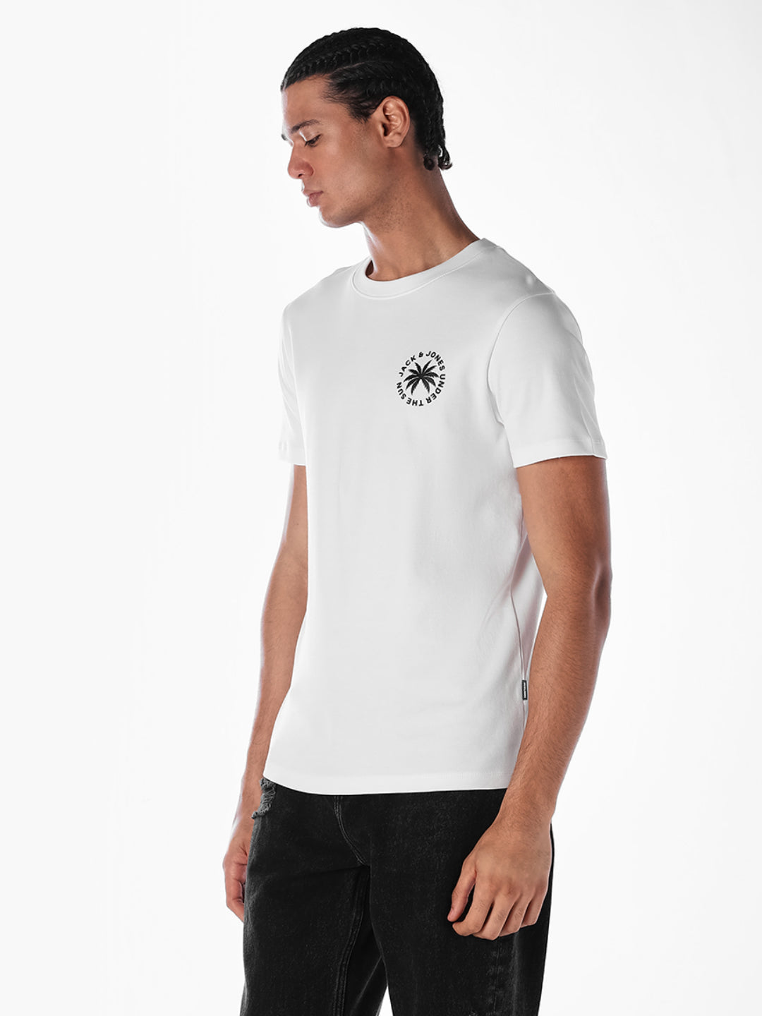 White Printed Cotton T-shirt