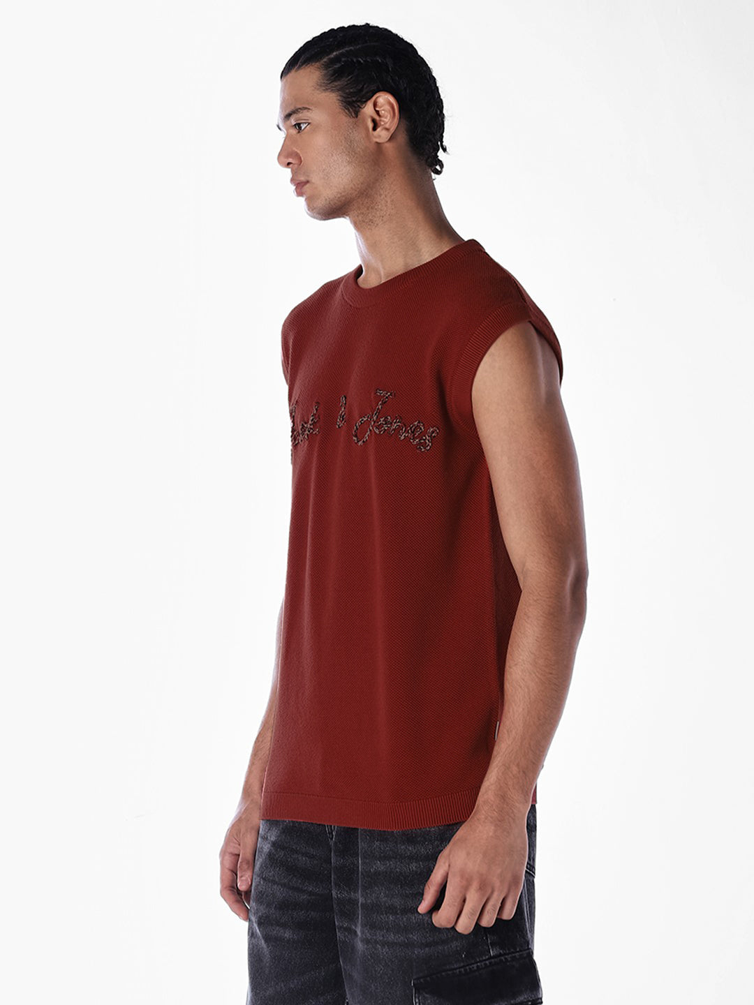 Applique Patchwork Sleeveless T-shirt