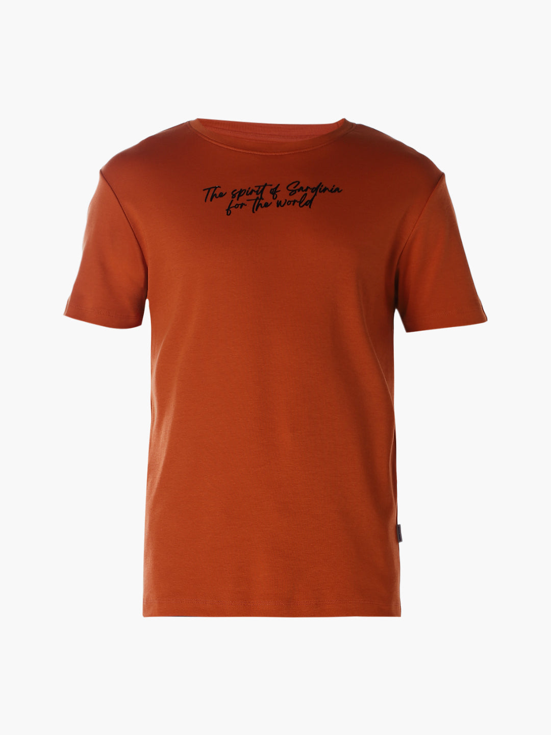 Rust Slogan Print Cotton T-shirt