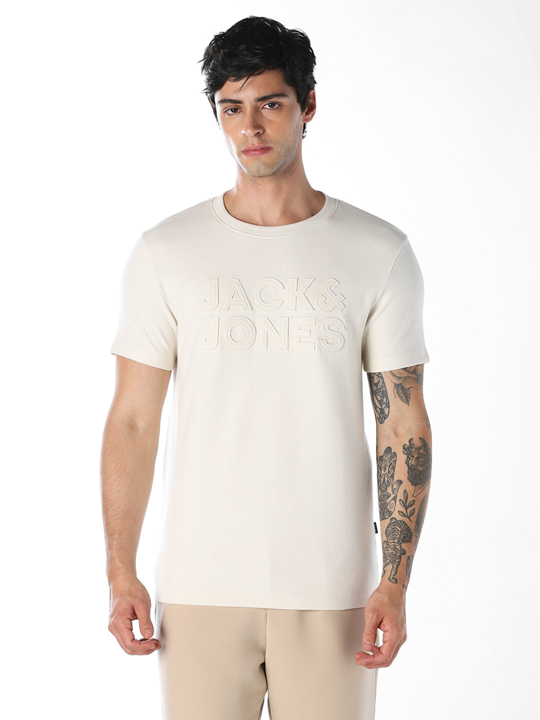 Applique Patchwork Logo Cotton T-shirt