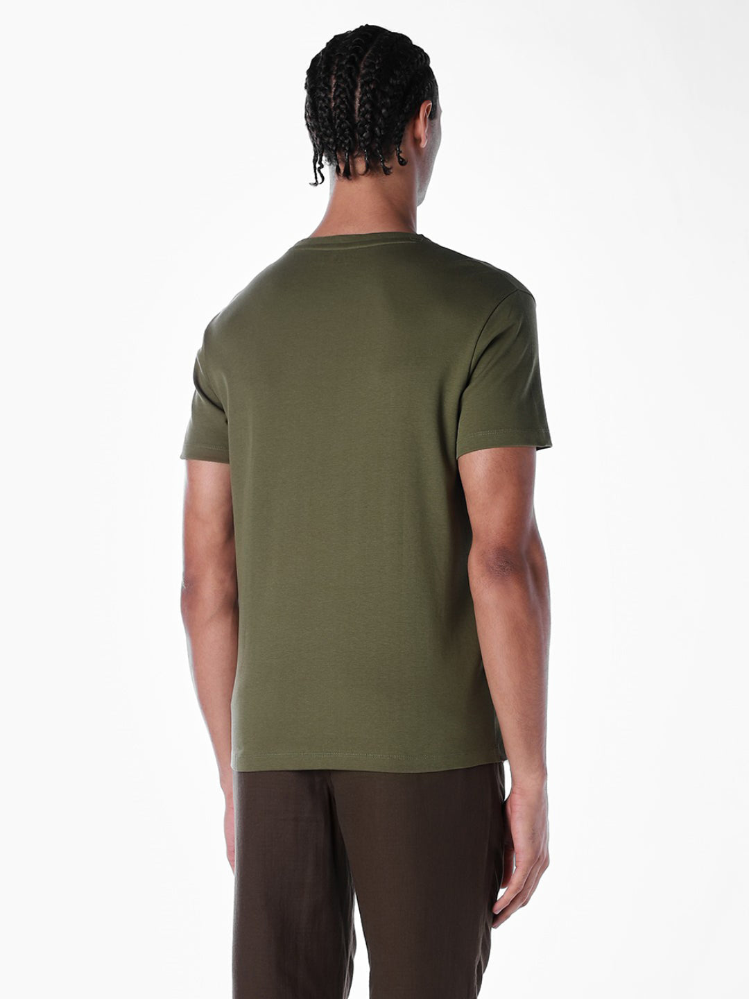 Embroidered Print T-shirt - Olive