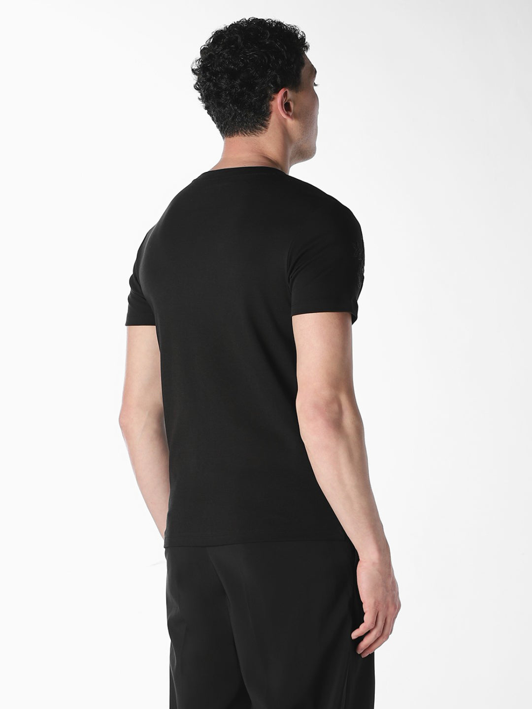 Black Floral Embroidered T-Shirt