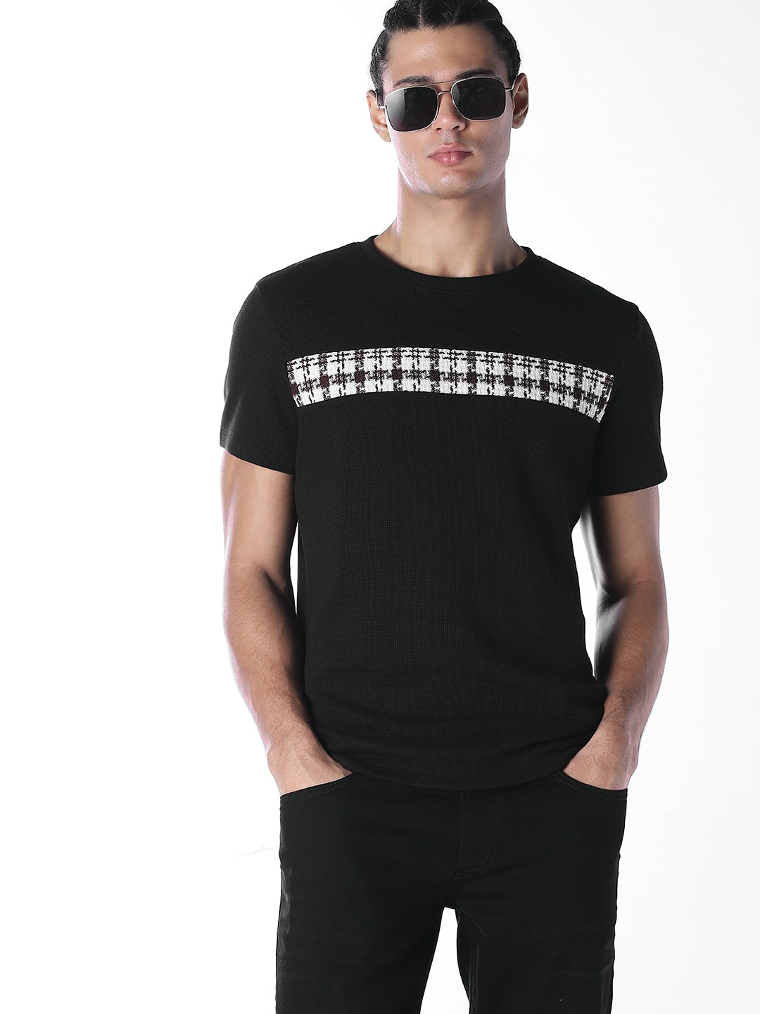 Cut & Sew Cotton Crew Neck T-shirt