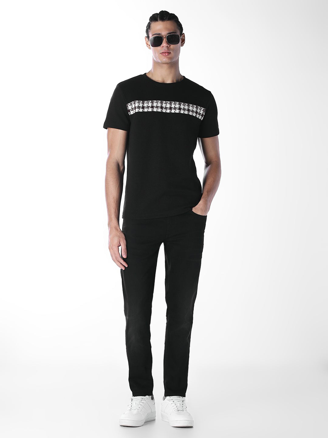 Cut & Sew Cotton Crew Neck T-shirt