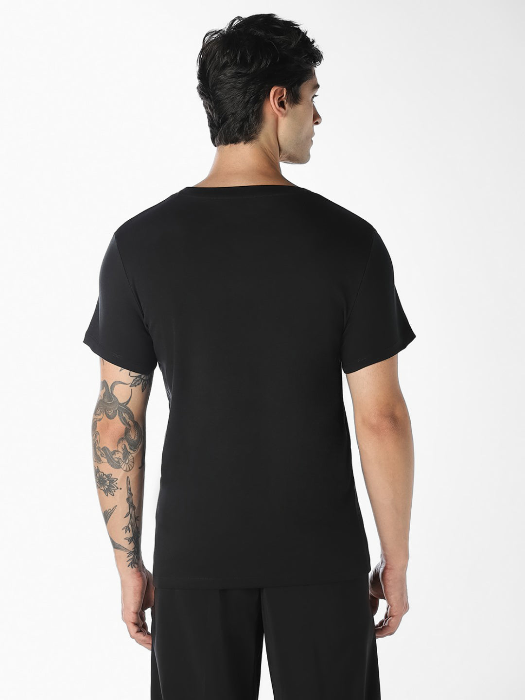 Black Embellished Print T-shirt