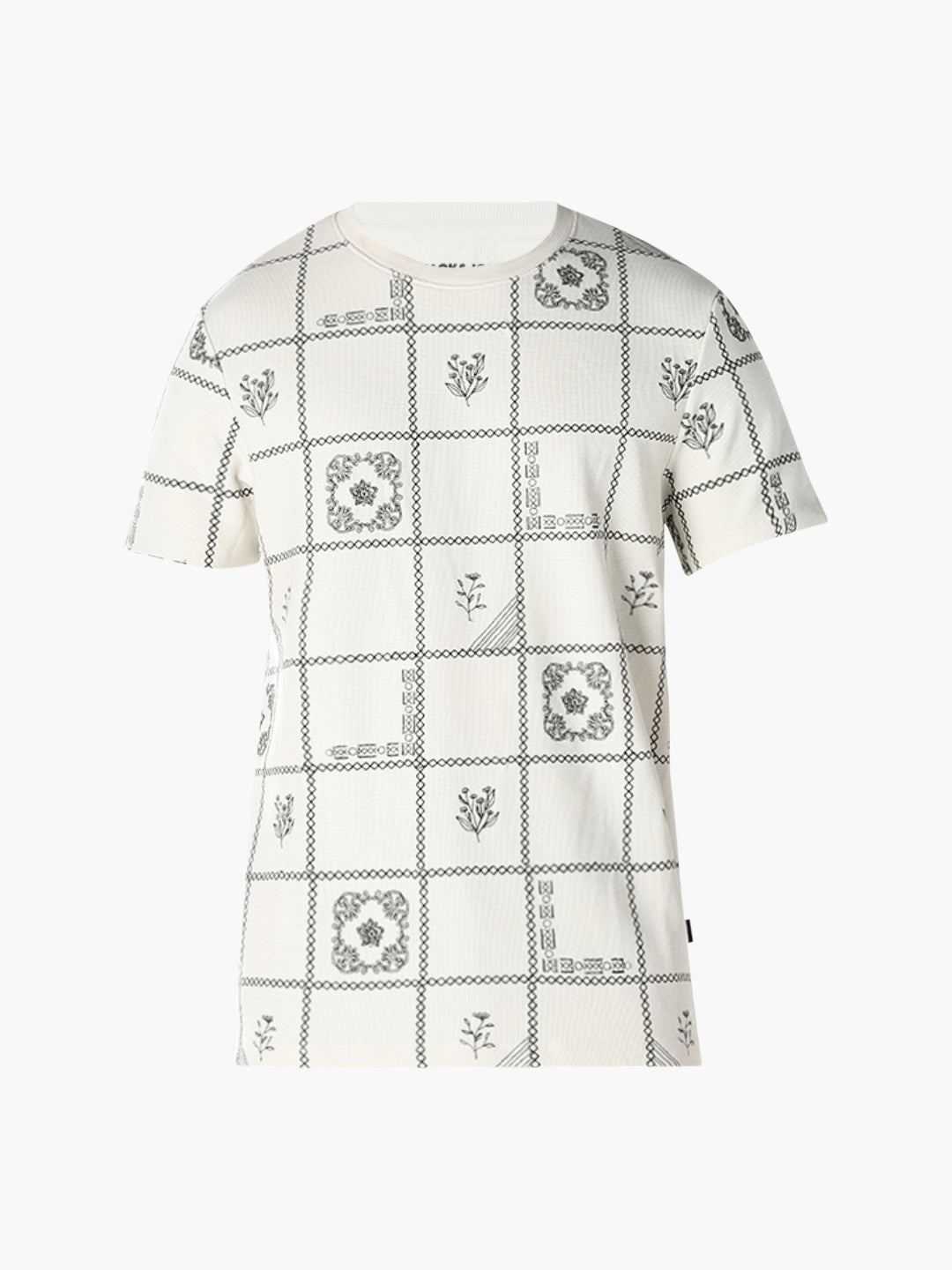Grid Print Cotton T-shirt