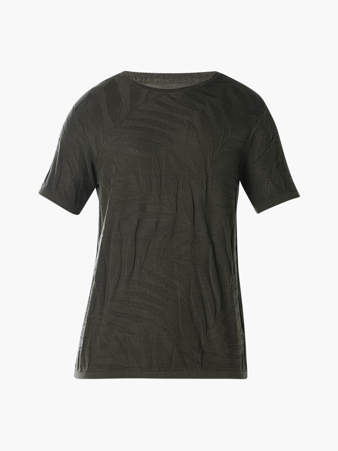 Jacquard Crew Neck Cotton T-shirt