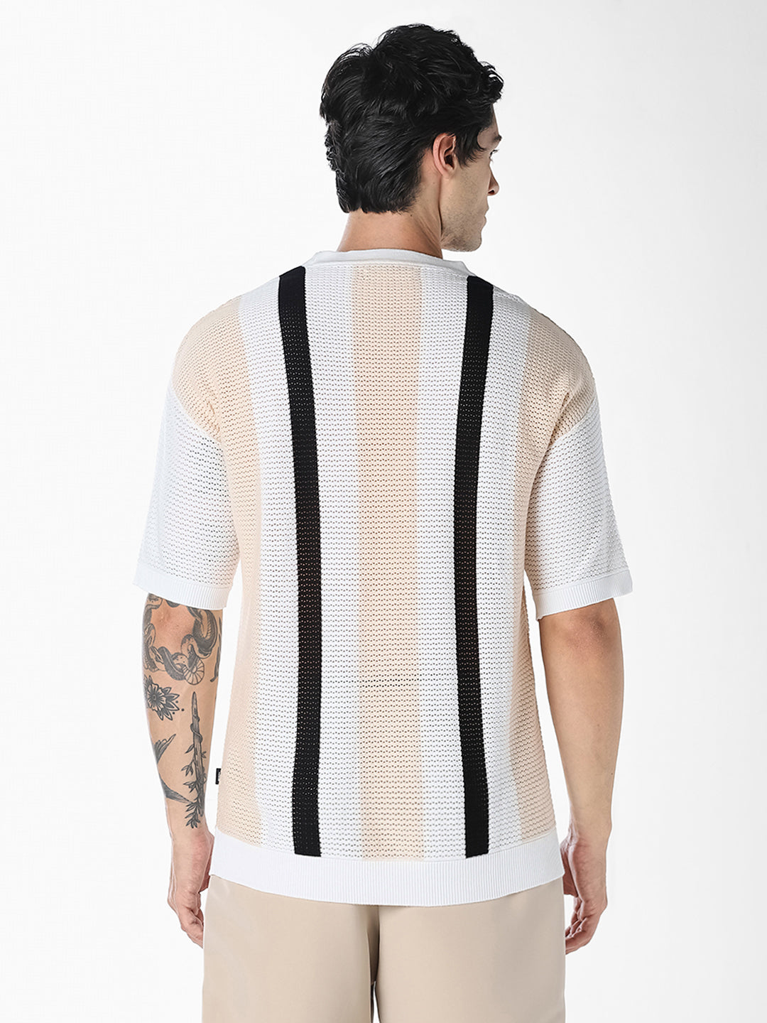 Striped Crew Neck Knitted T-shirt