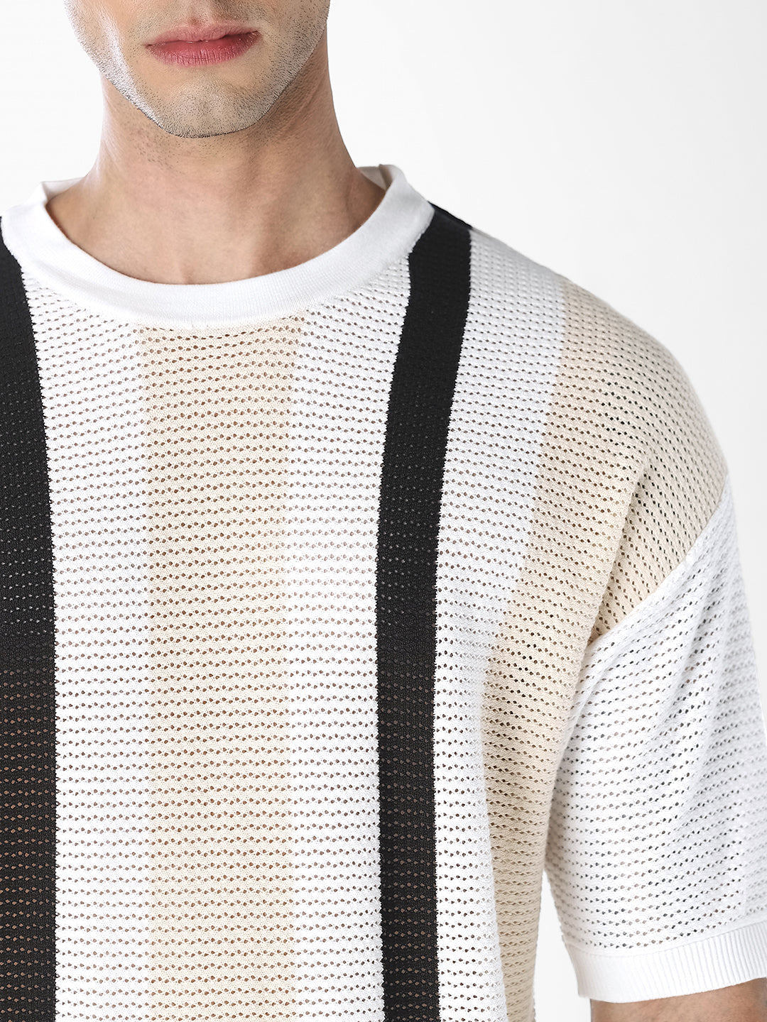 Striped Crew Neck Knitted T-shirt