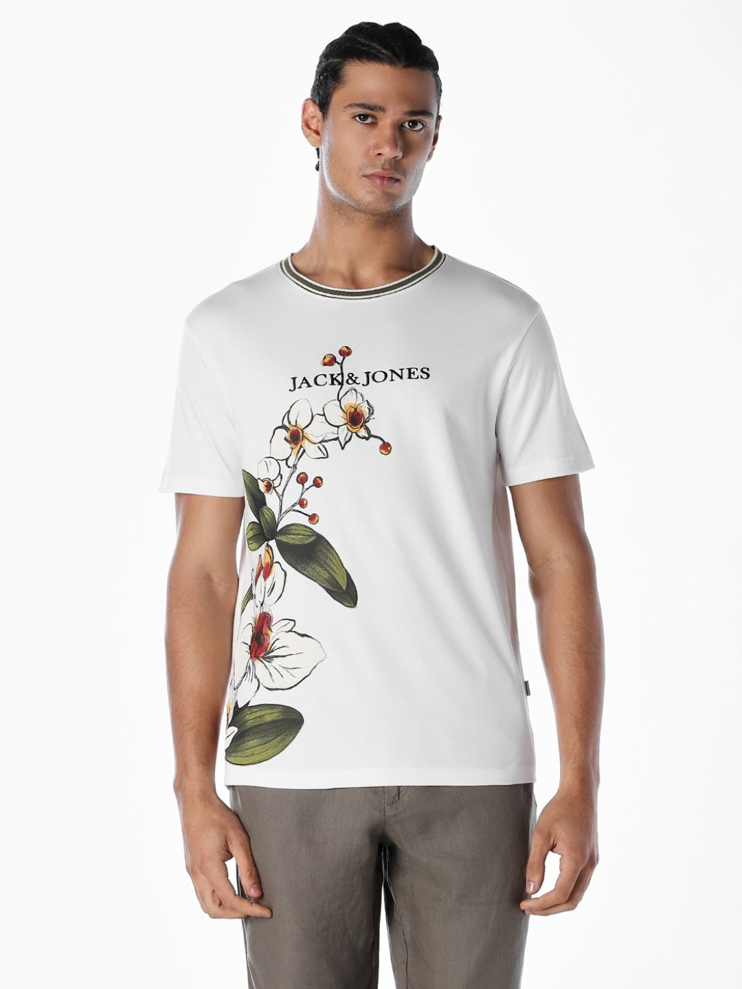 Embroidered Print Cotton T-shirt