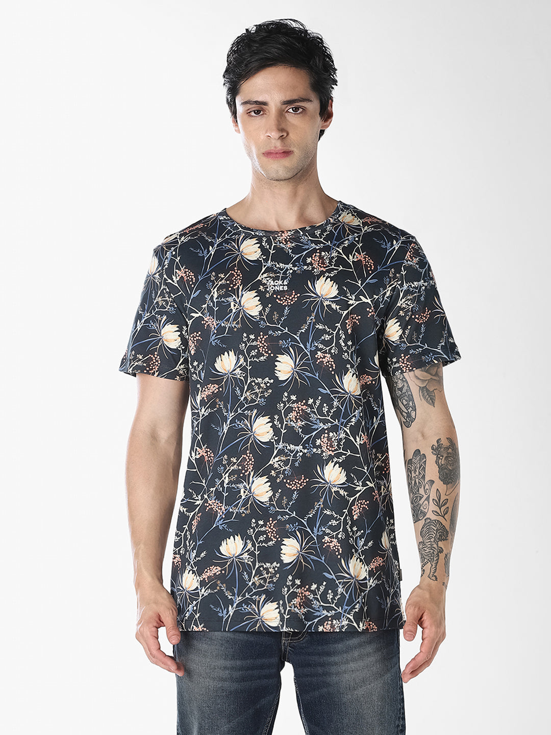 Black Printed Cotton T-shirt