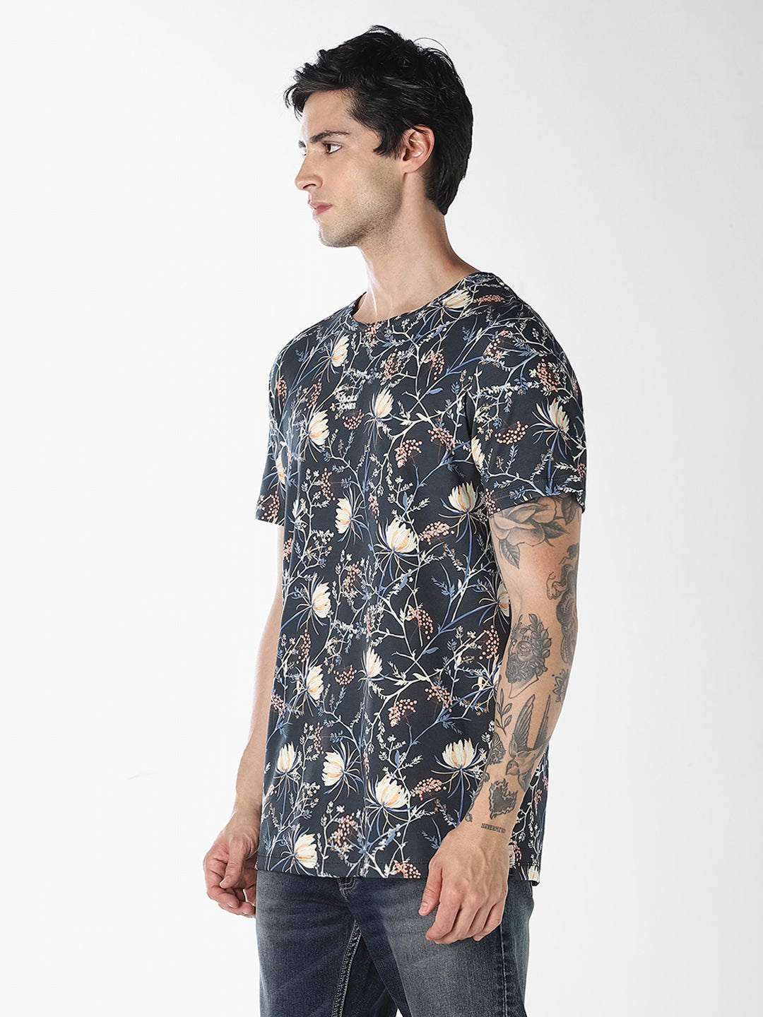 Black Printed Cotton T-shirt