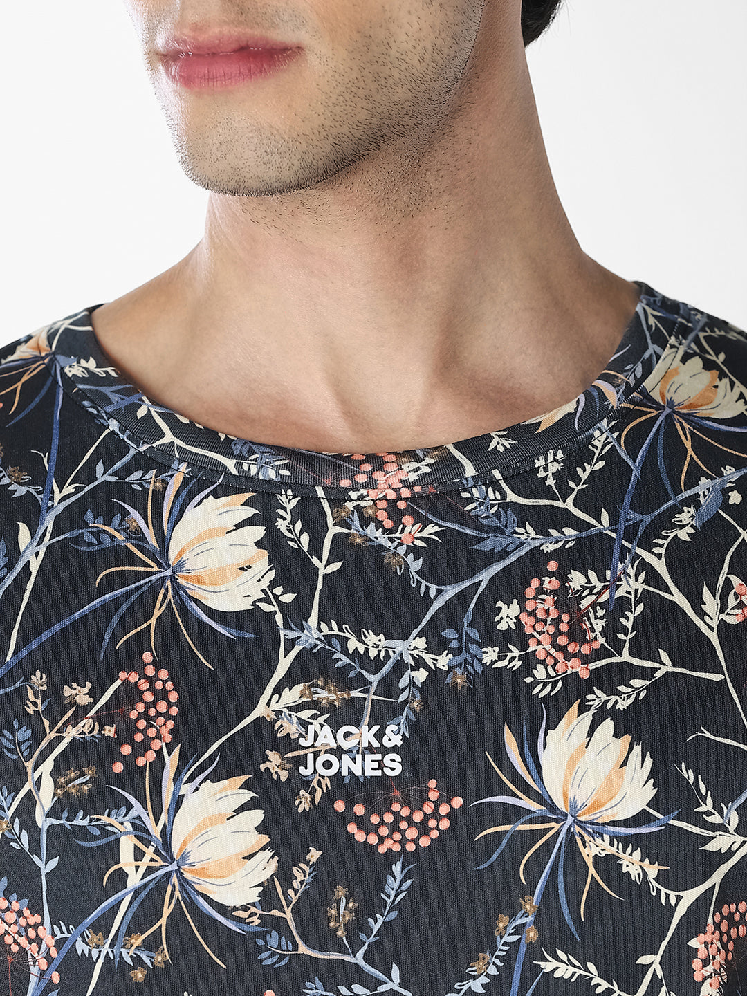 Black Printed Cotton T-shirt
