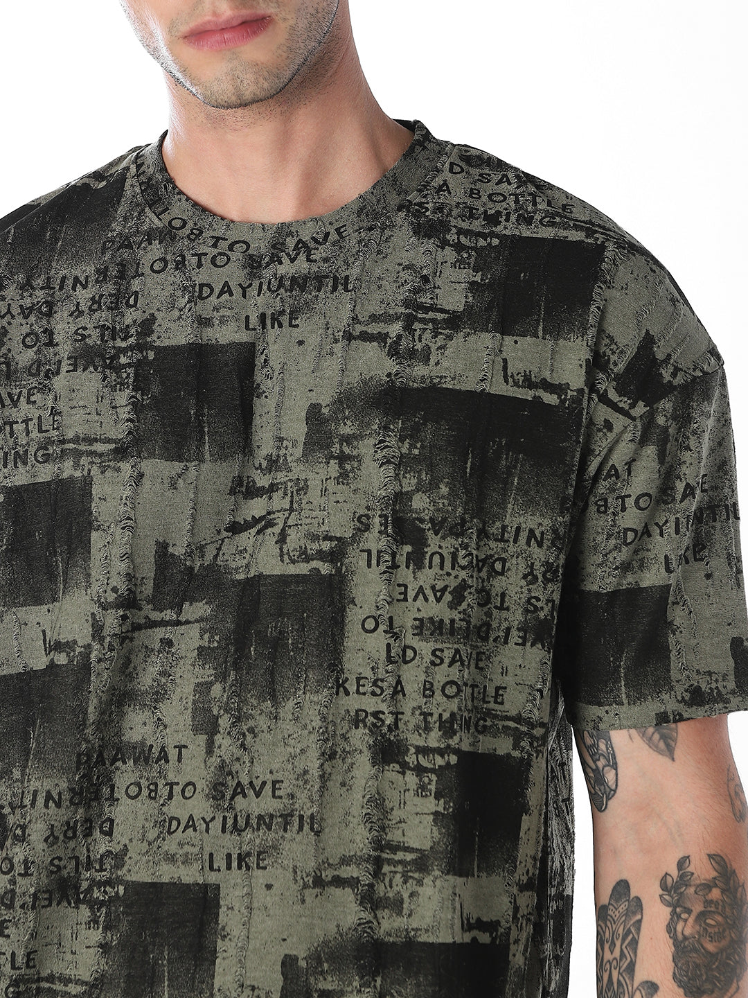 Green Abstract Print Boxy Fit T-Shirt