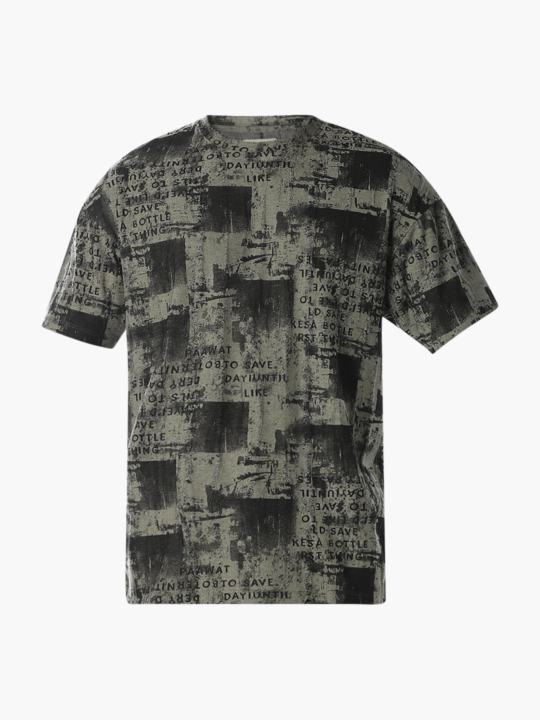 Green Abstract Print Boxy Fit T-Shirt
