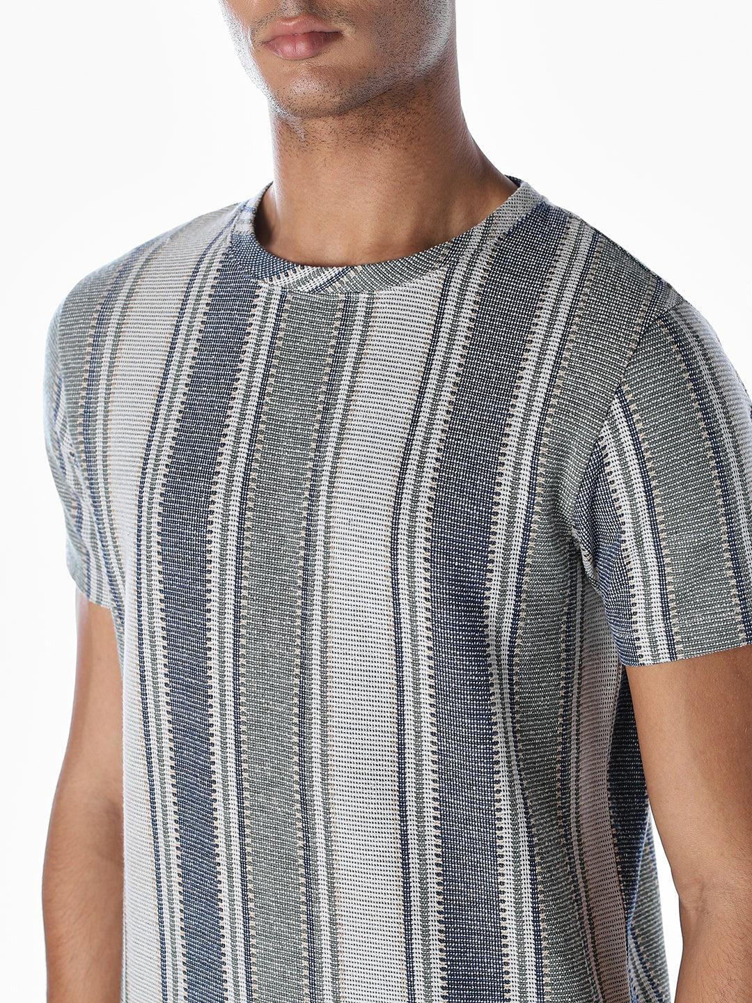 Striped Jacquard Knit T-shirt