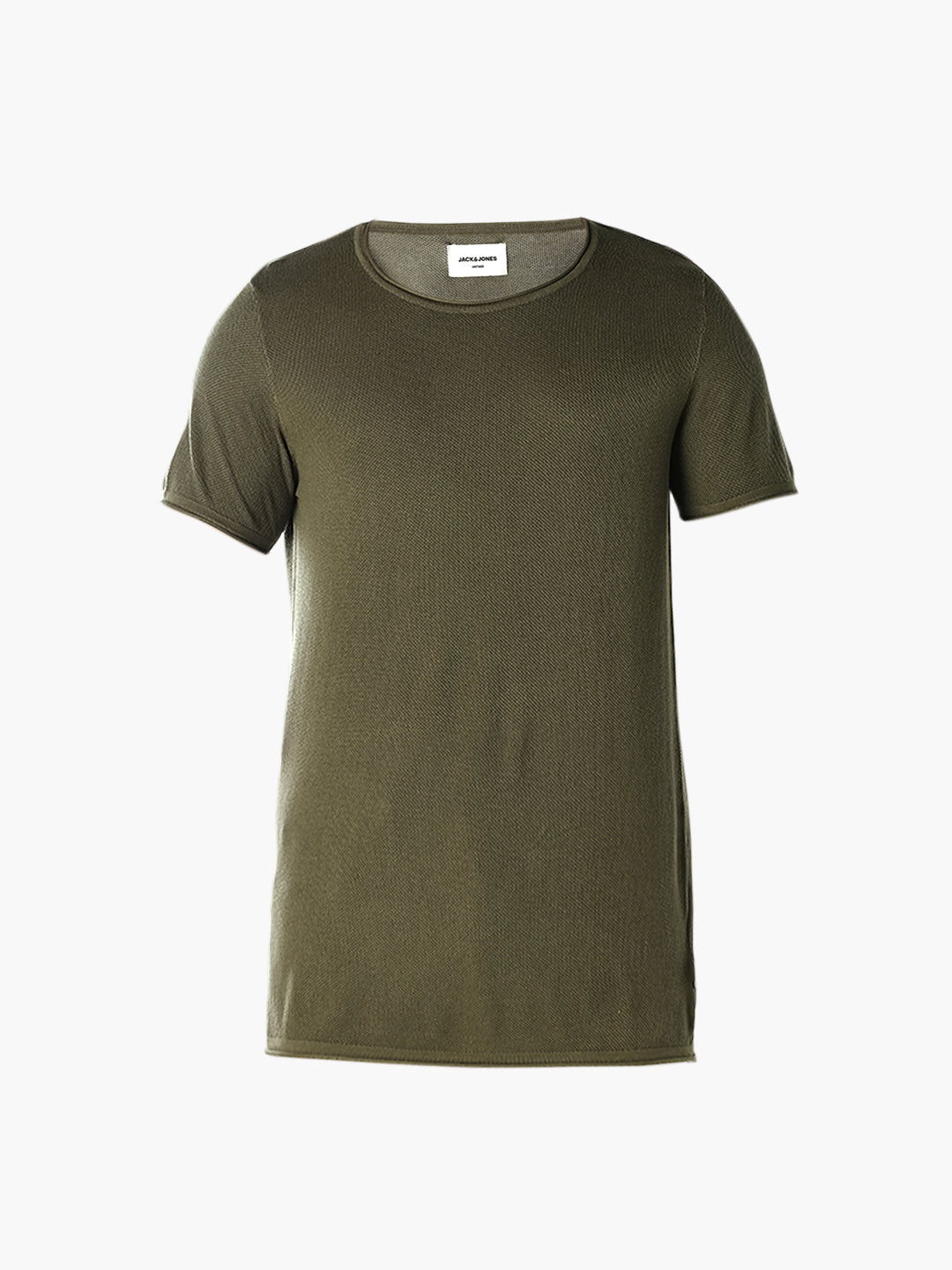 Dark Green Knitted Crew Neck T-shirt