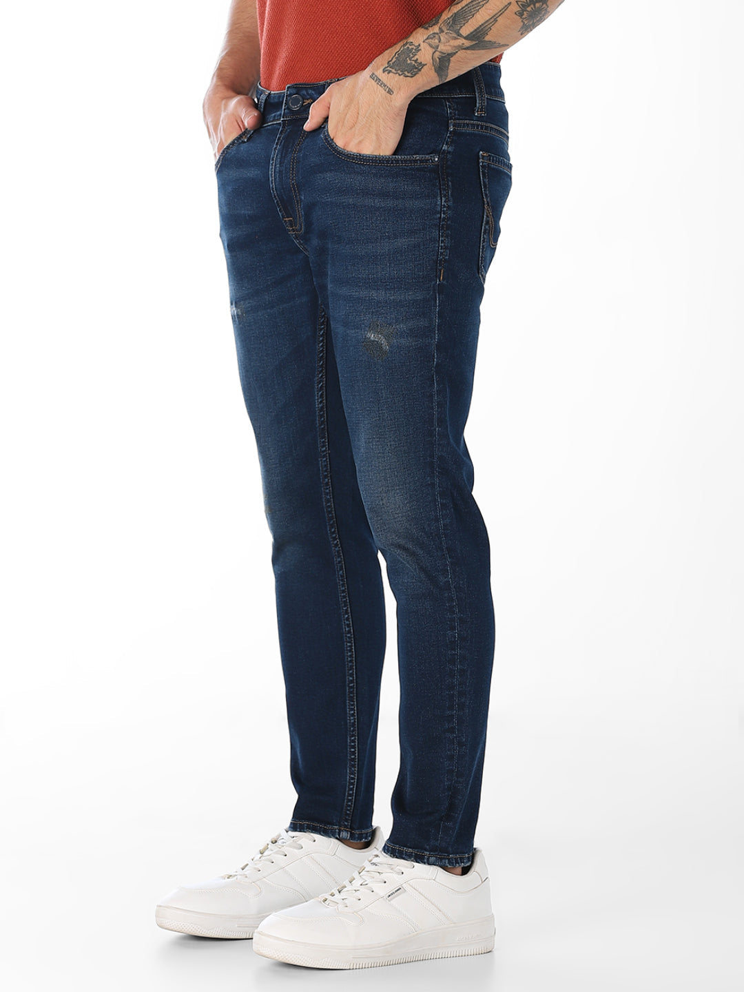Dark Blue Brak Cropped Slim Fit Jeans