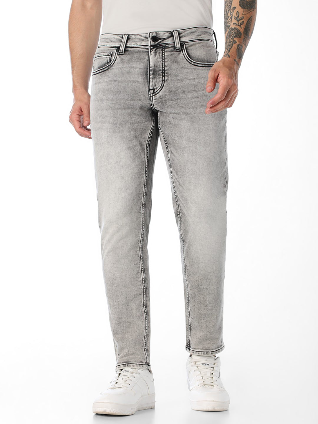Grey Brak Cropped Slim Fit Jeans