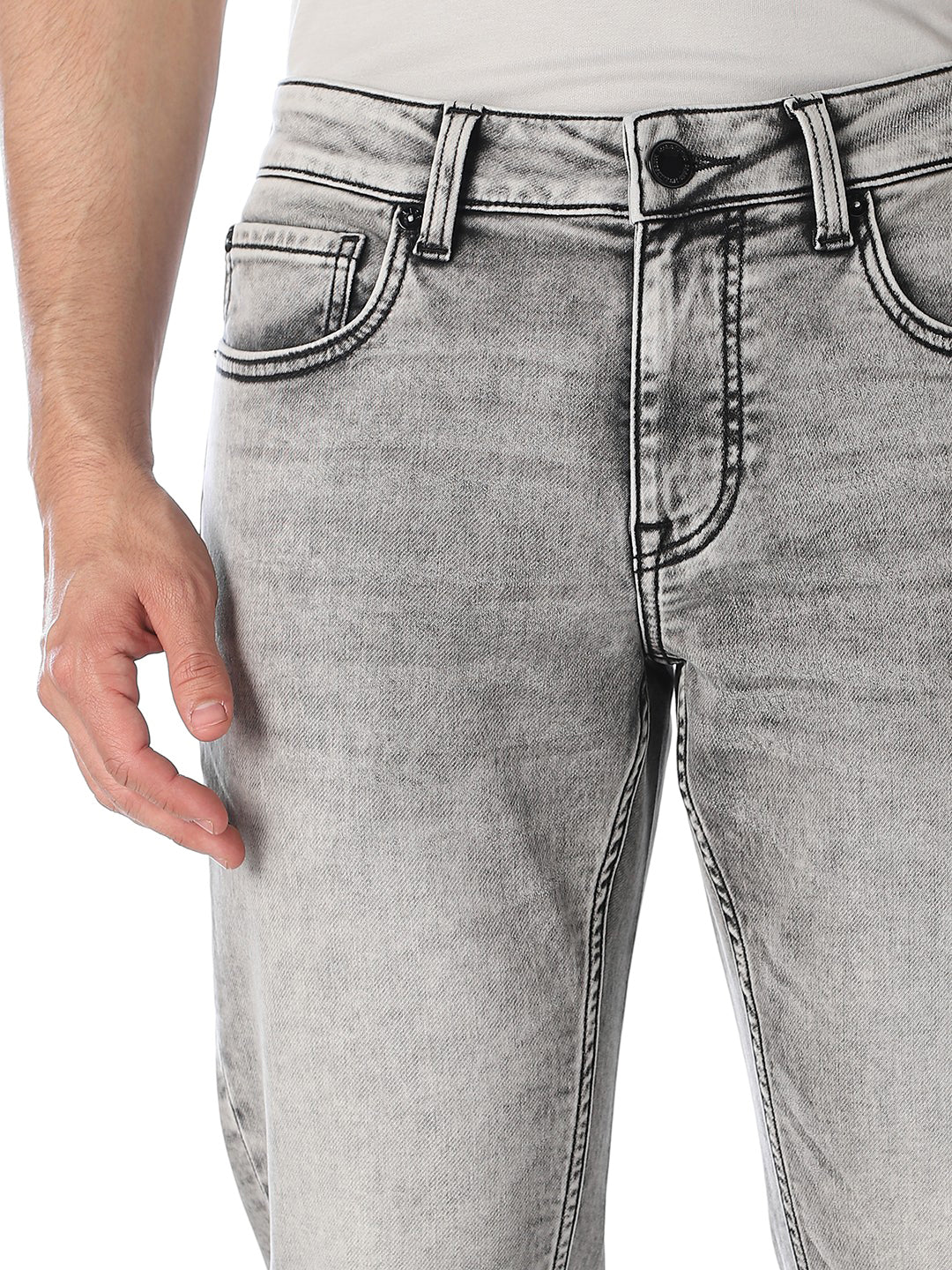 Grey Brak Cropped Slim Fit Jeans