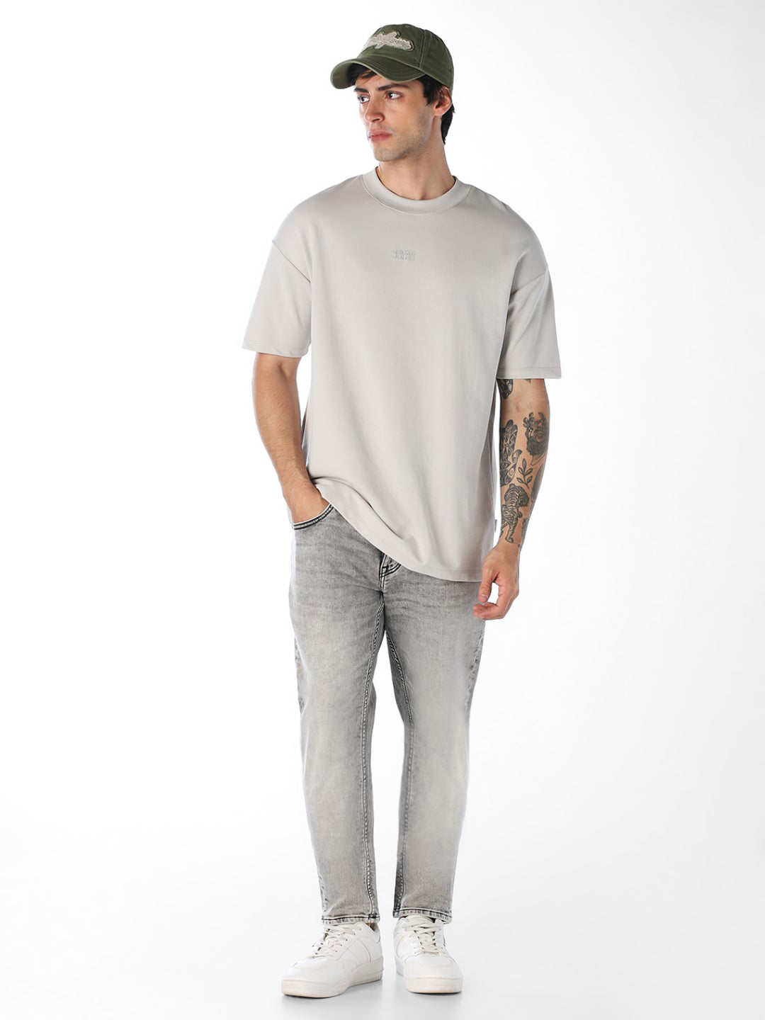 Grey Brak Cropped Slim Fit Jeans