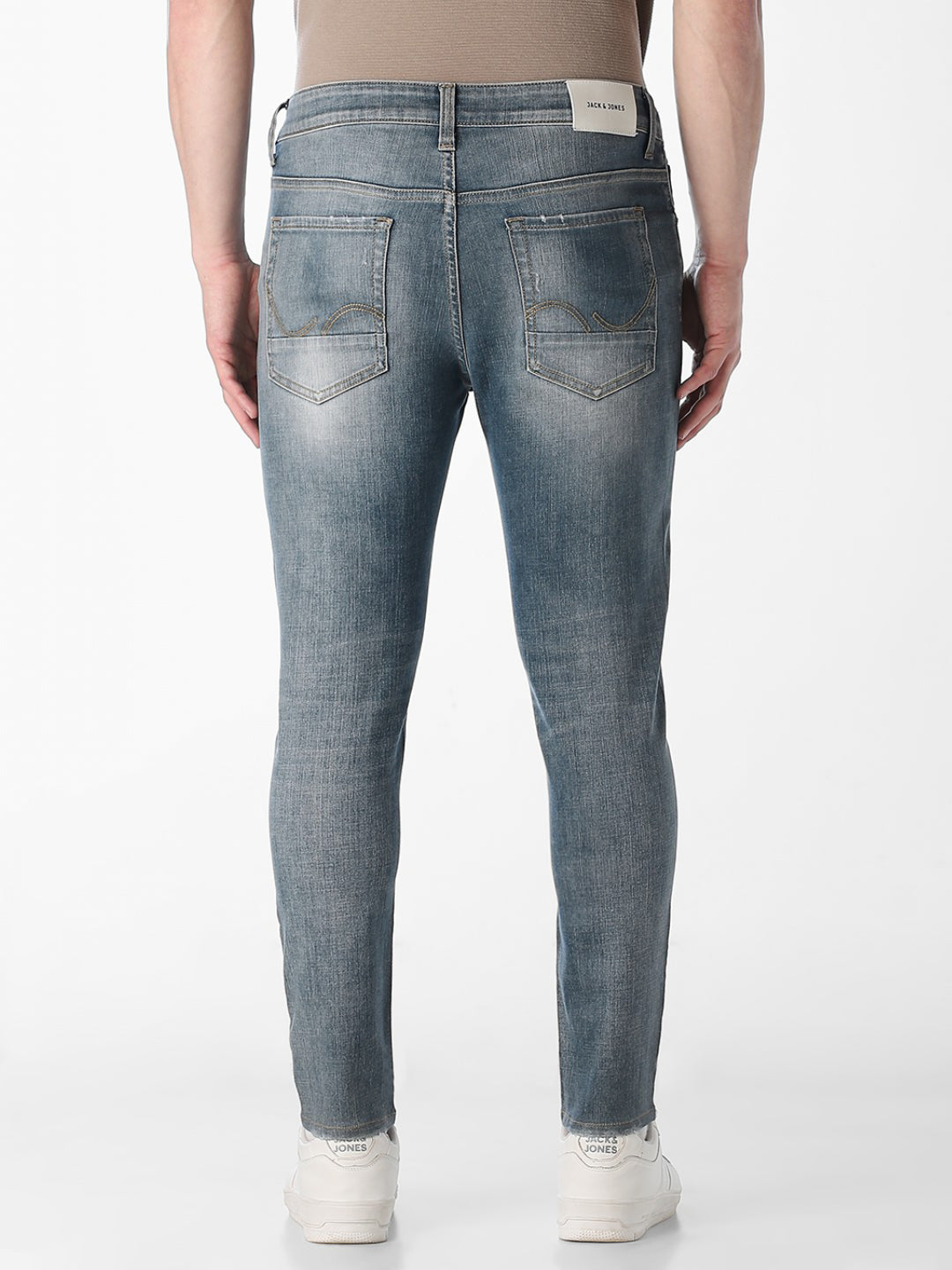 Mildly Distressed Cropped Slim Fit Jeans