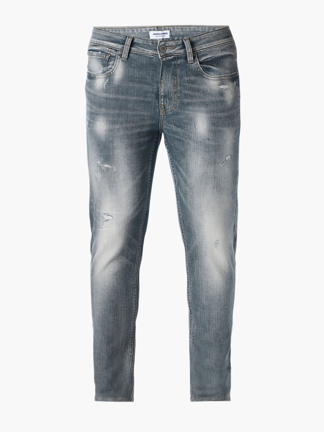 Mildly Distressed Cropped Slim Fit Jeans