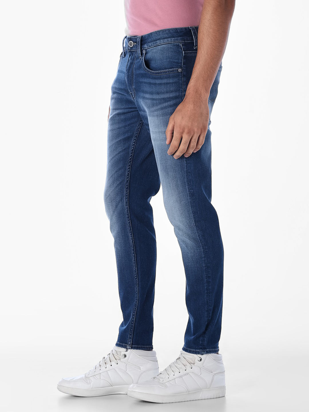 Washed Brak Slim Fit Jeans - Medium Blue