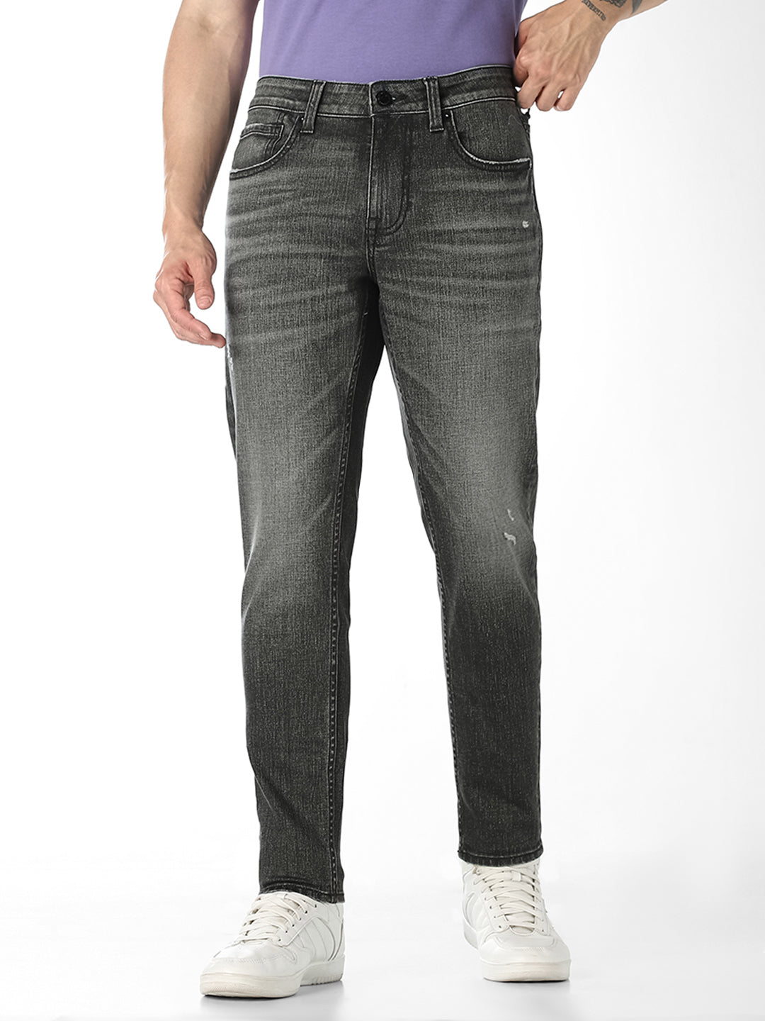 Olive Cropped Brak Slim Fit Jeans
