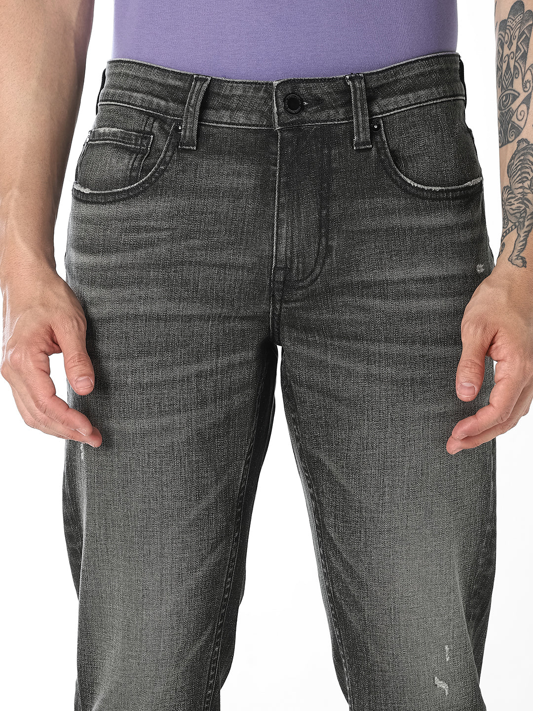 Olive Cropped Brak Slim Fit Jeans