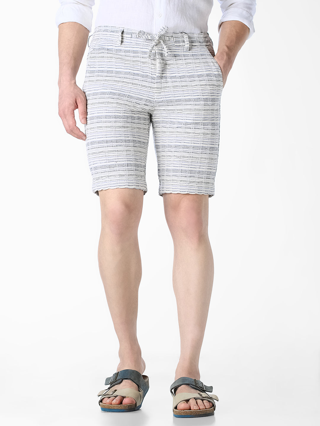 White Printed Regular Fit Shorts