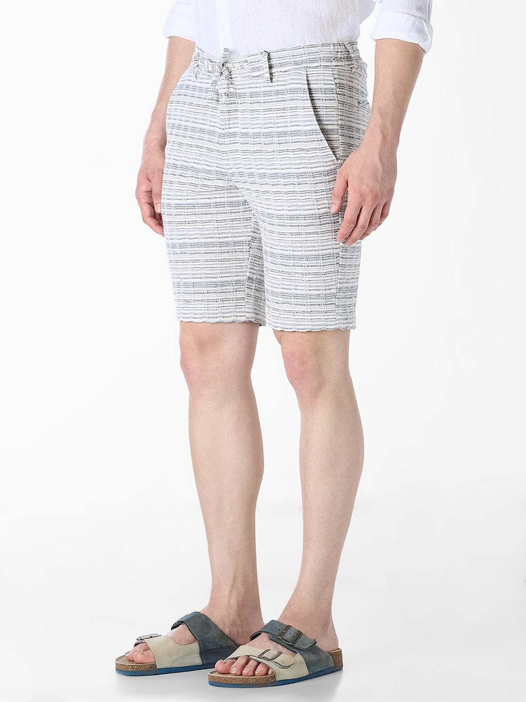 White Printed Regular Fit Shorts