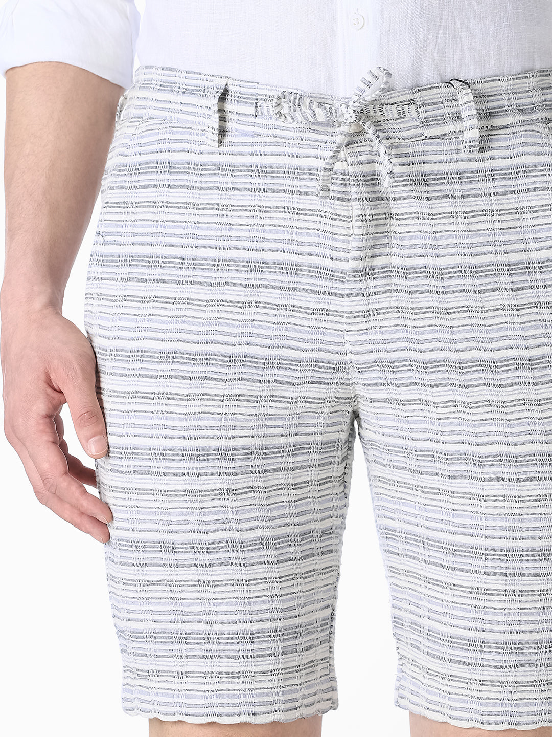 White Printed Regular Fit Shorts