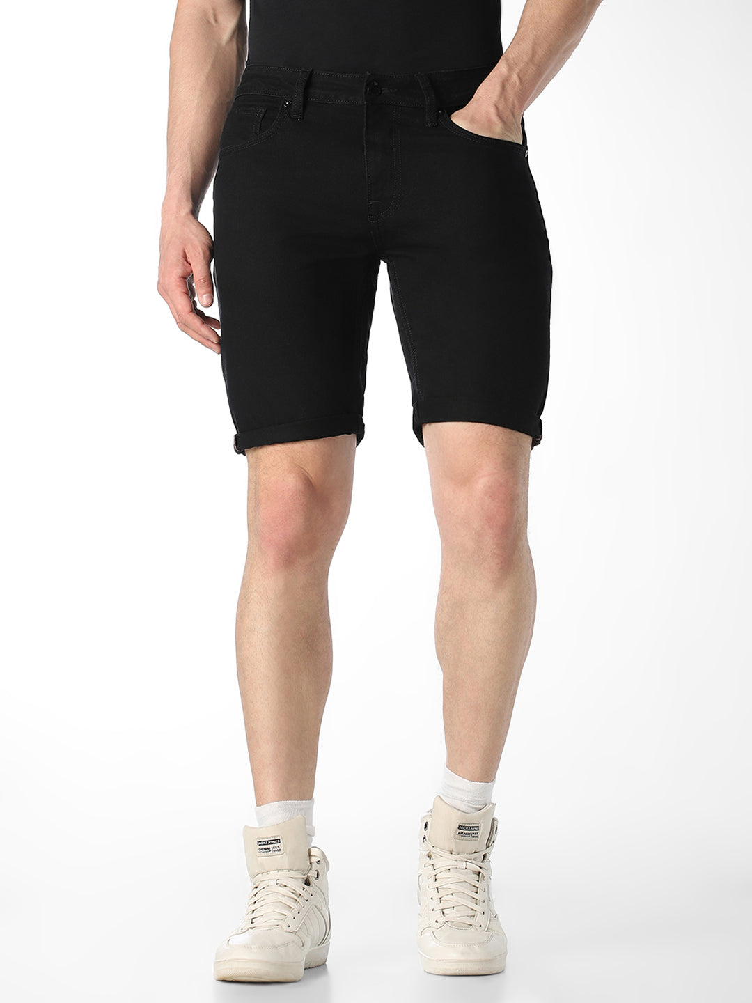 5 Pocket Black Denim Shorts