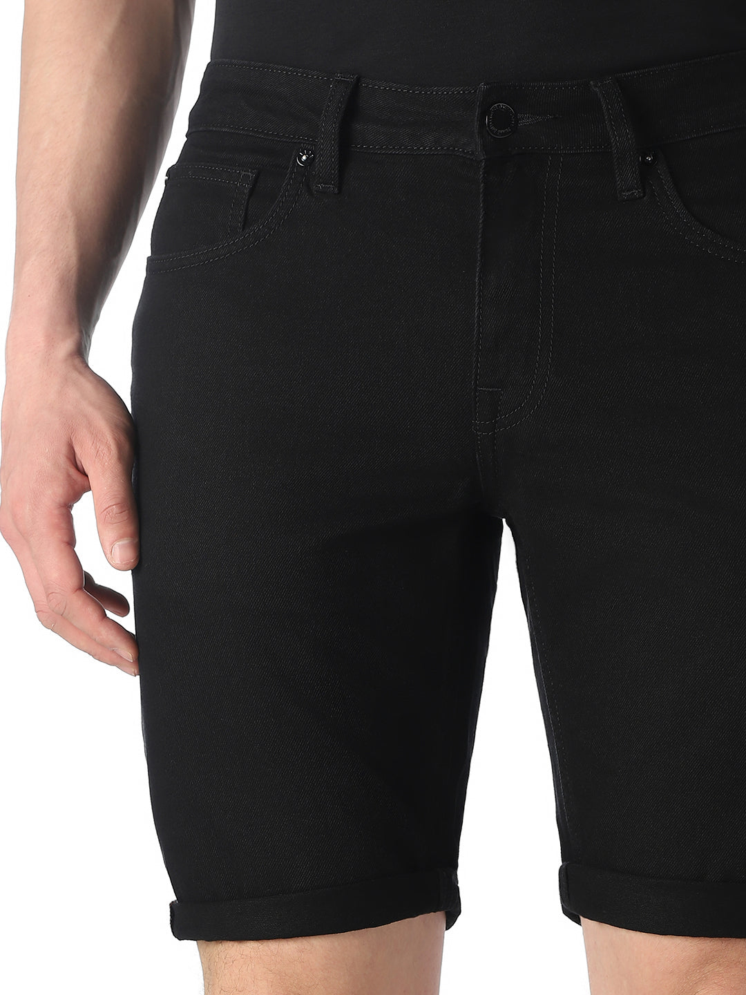 5 Pocket Black Denim Shorts