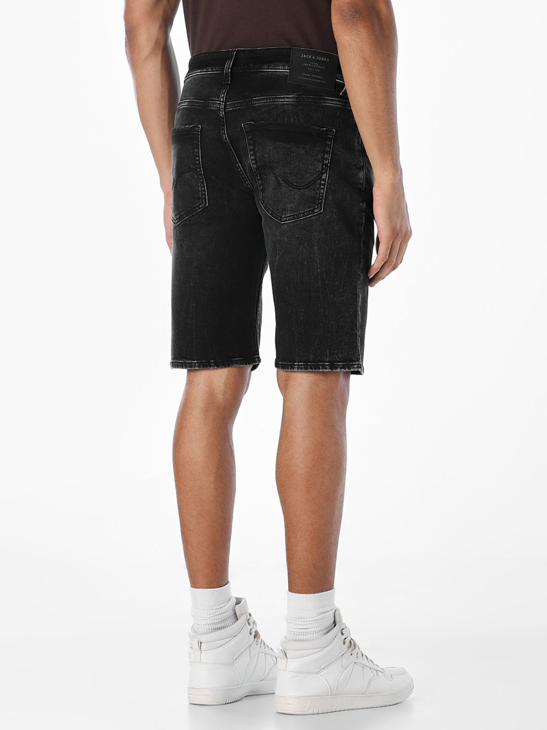 Black Washed 5 Pocket Denim Shorts