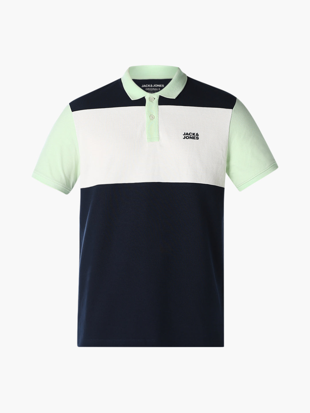 Colourblocked Cotton Polo - Green