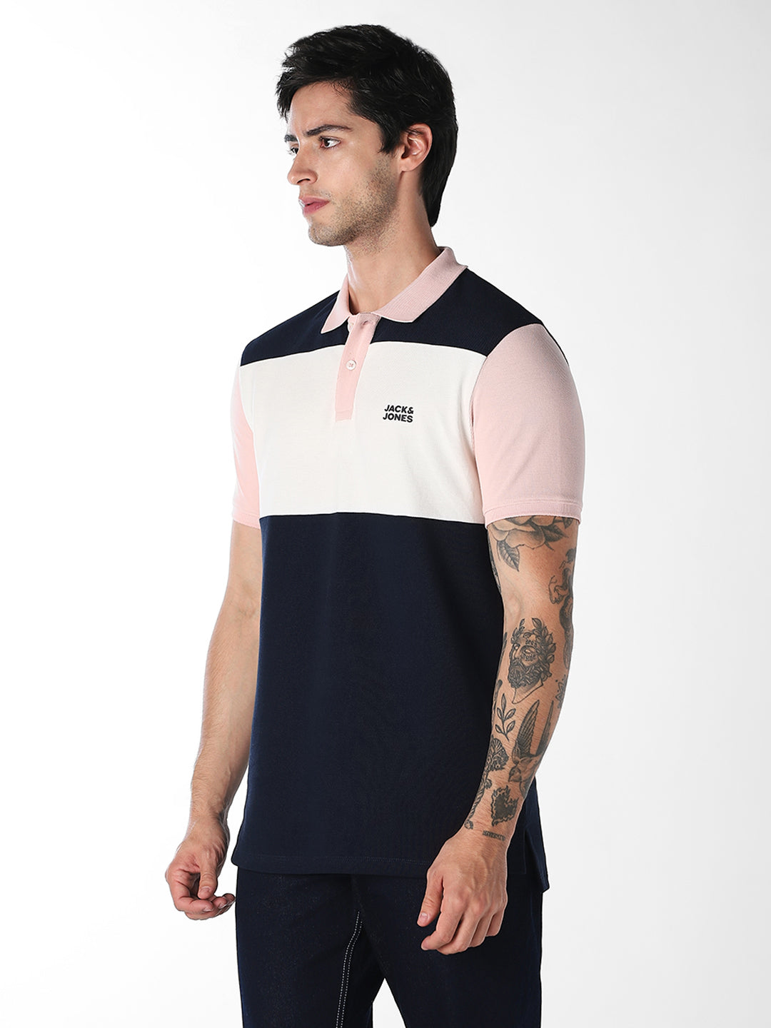 Colourblocked Cotton Polo - Pink