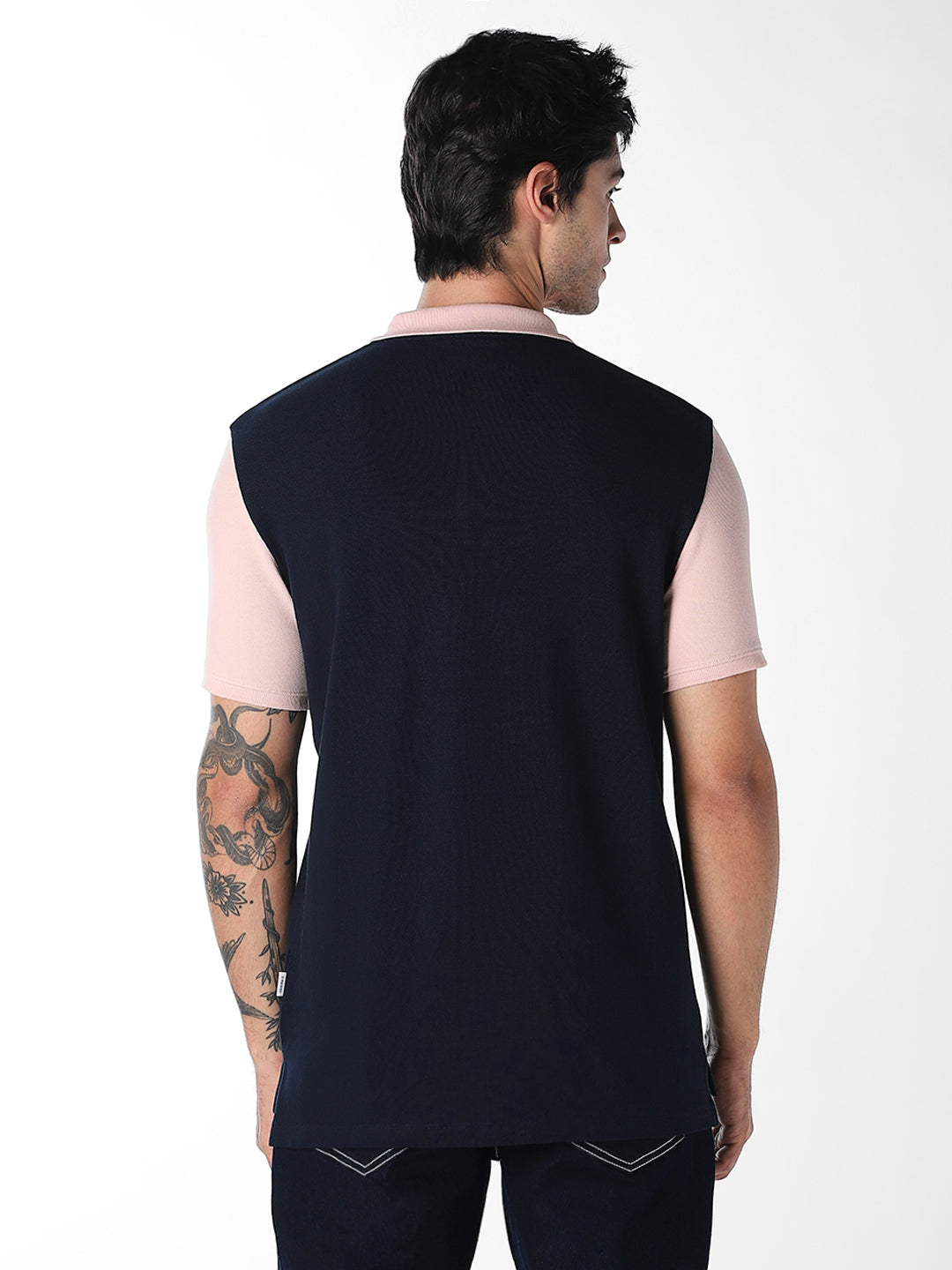 Colourblocked Cotton Polo - Pink