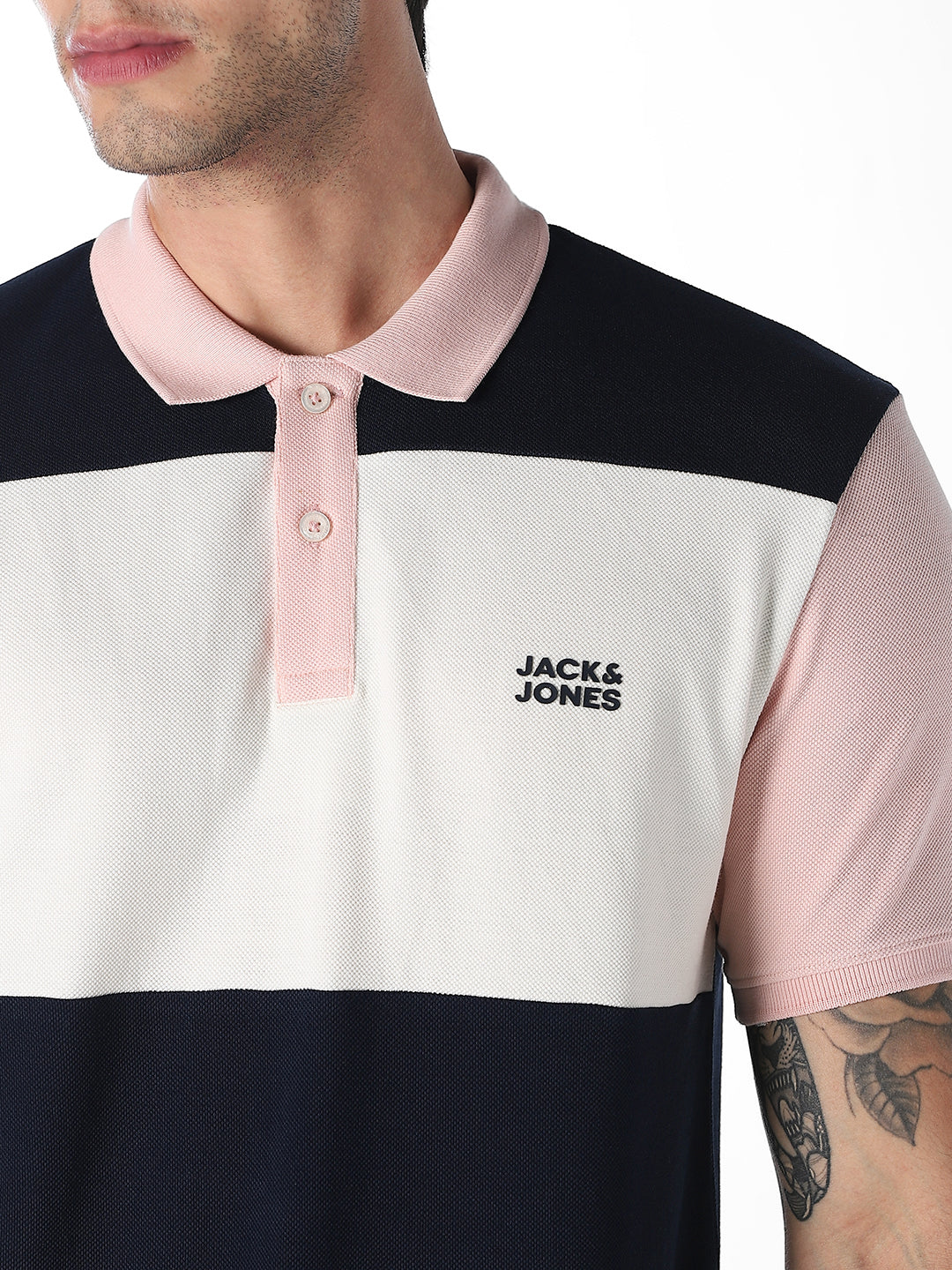 Colourblocked Cotton Polo - Pink