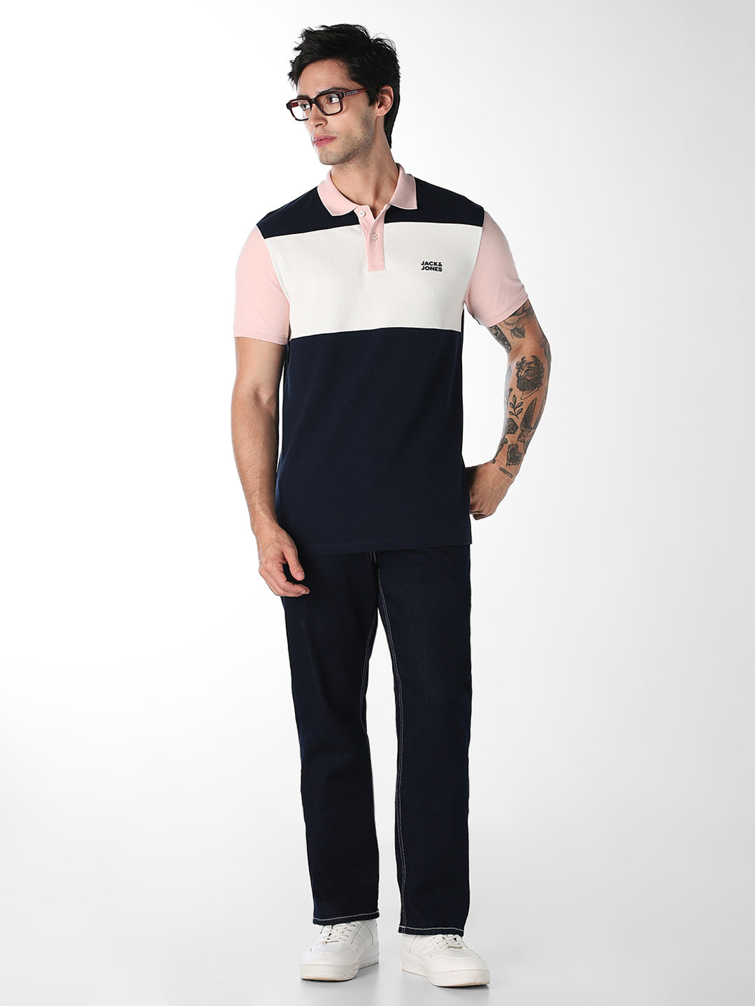 Colourblocked Cotton Polo - Pink