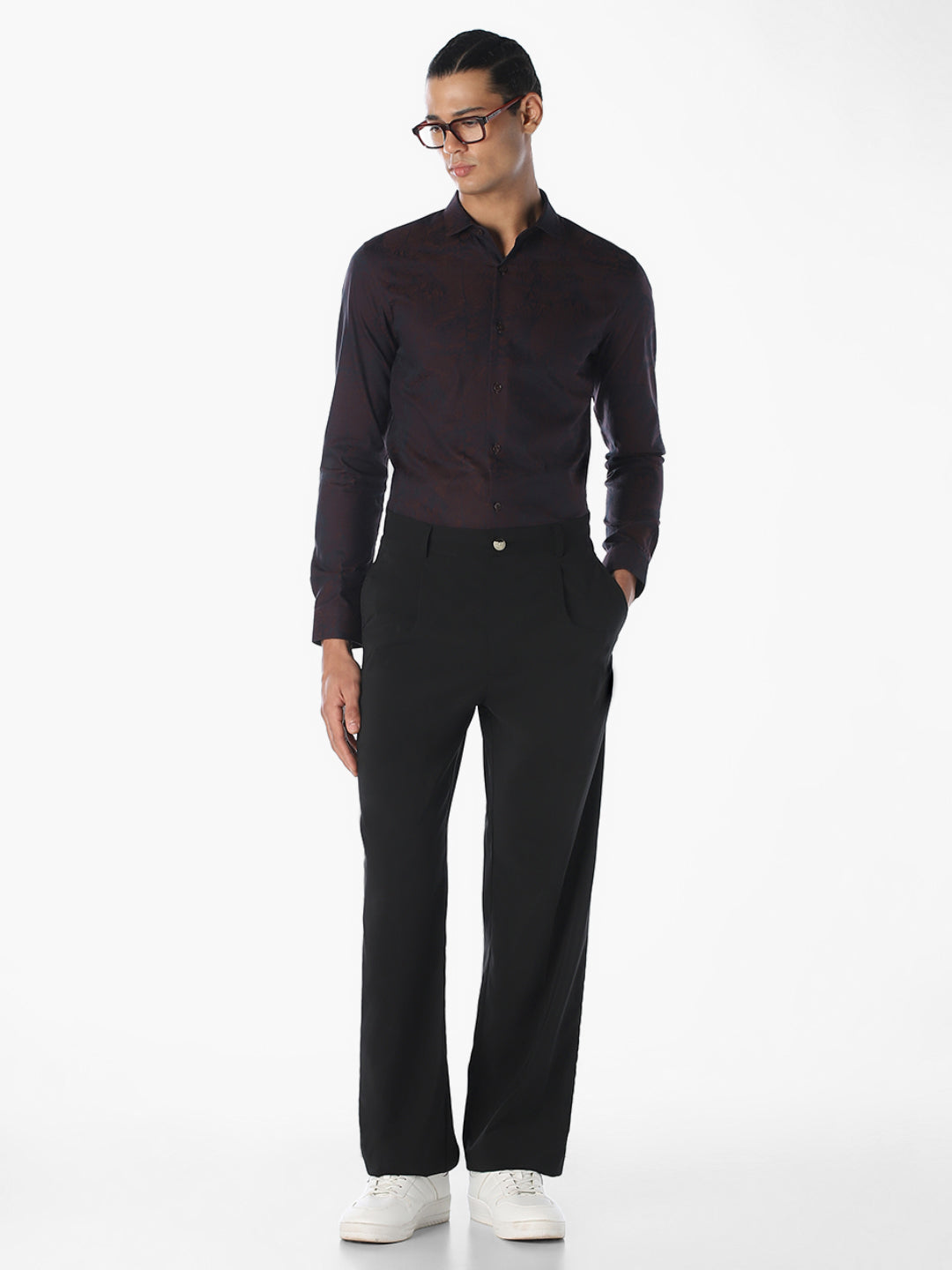 Dark Brown Jacquard Shirt