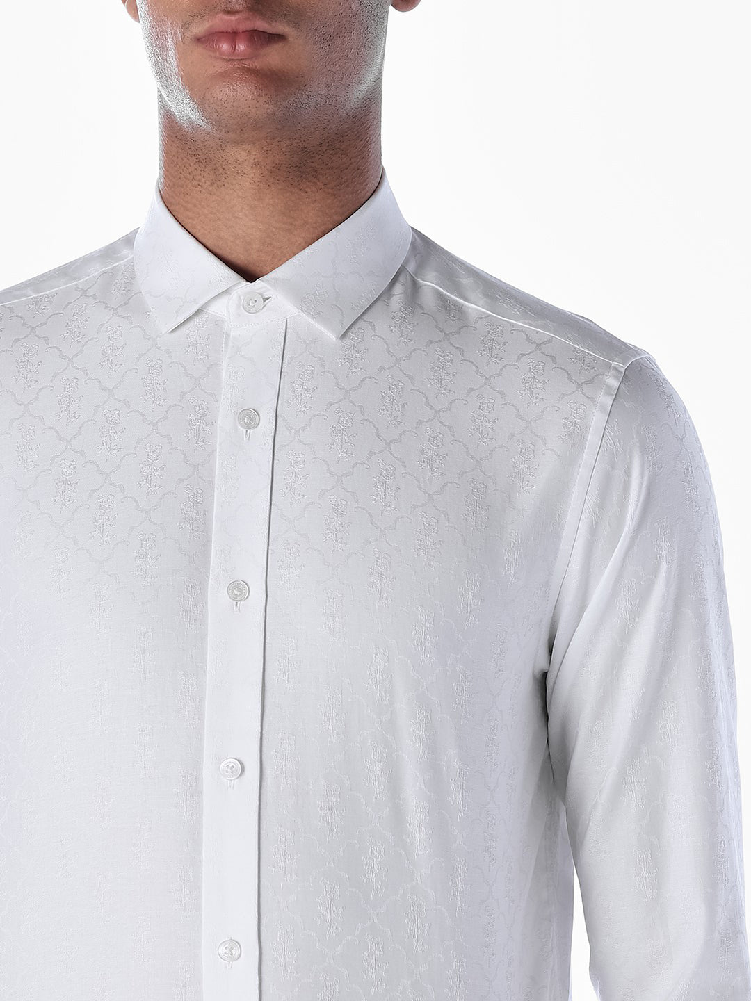 Jacquard Cotton Slim Fit Shirt