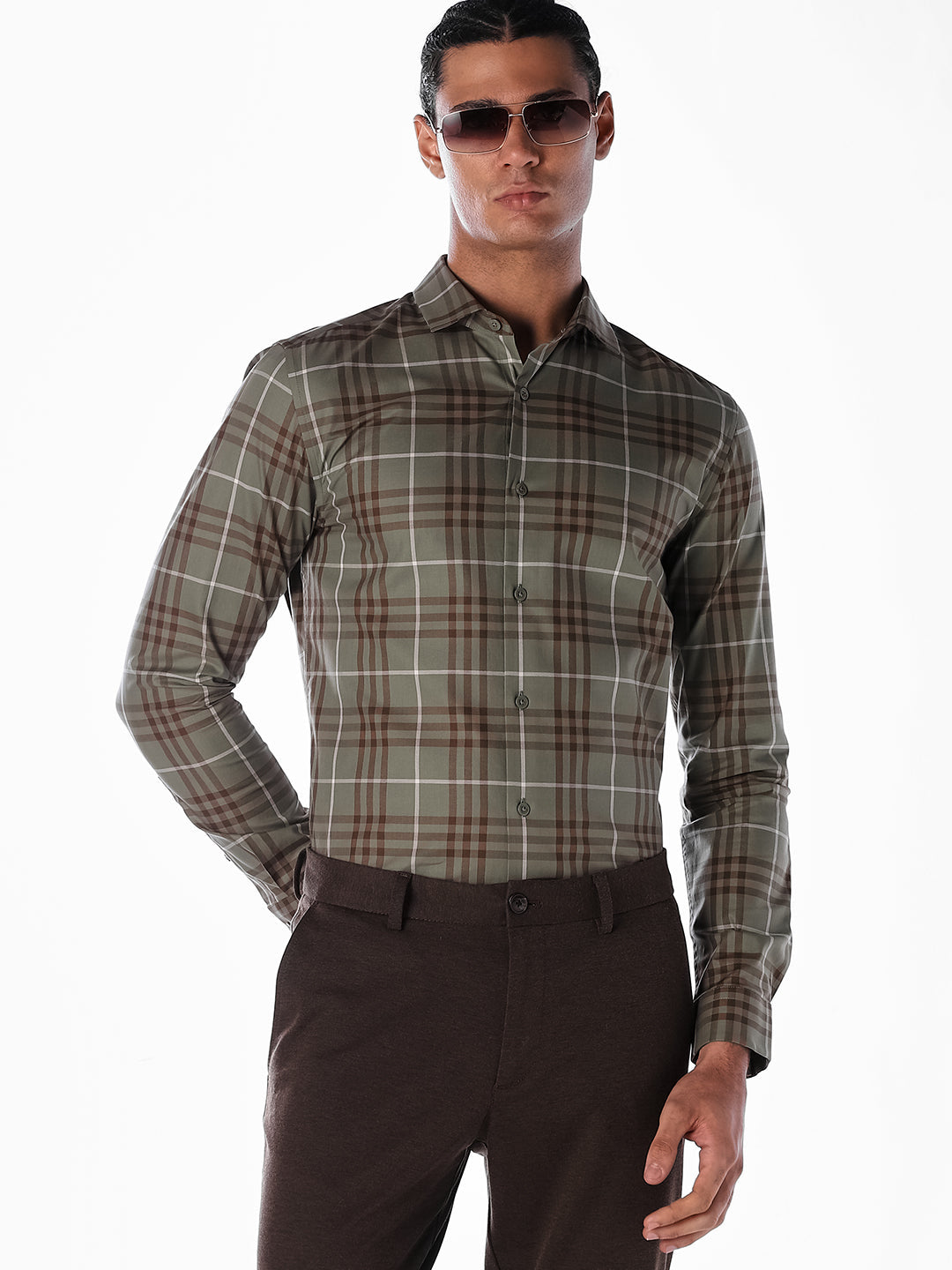 Green Check Cotton Shirt