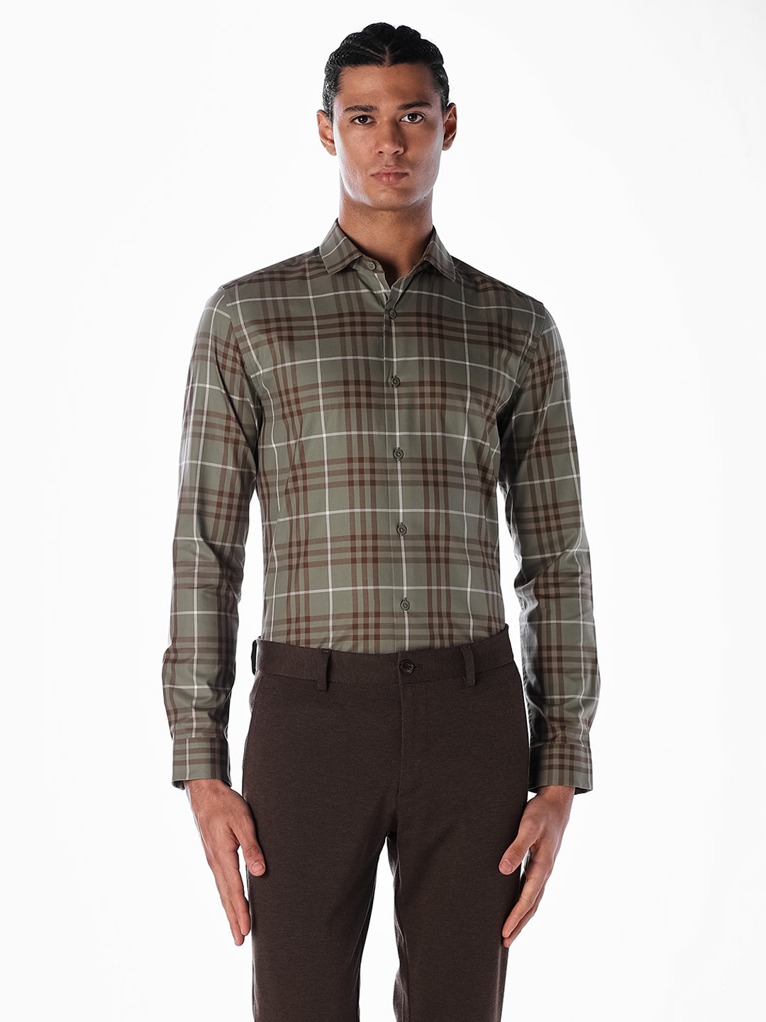 Green Check Cotton Shirt