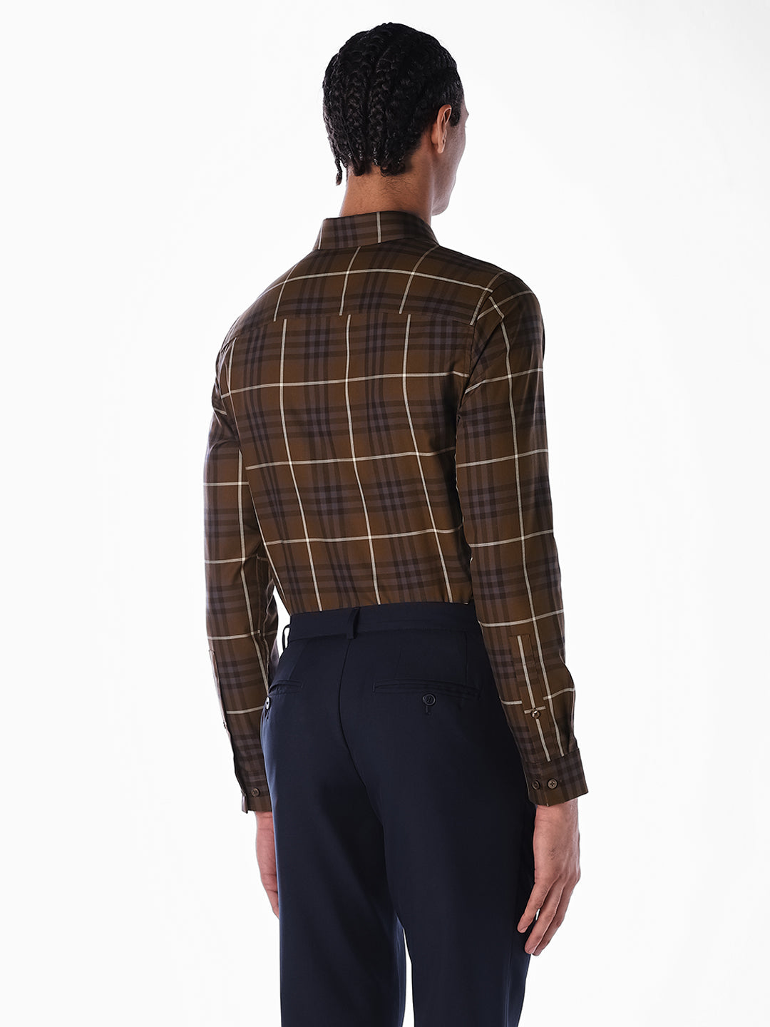 Brown Check Cotton Shirt