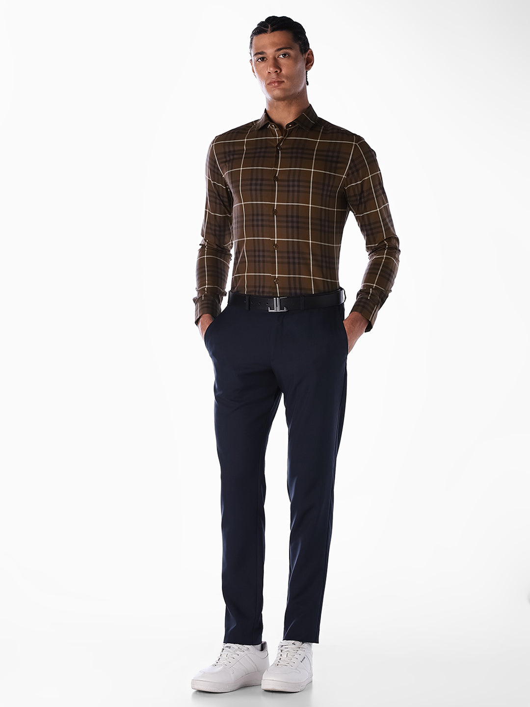 Brown Check Cotton Shirt