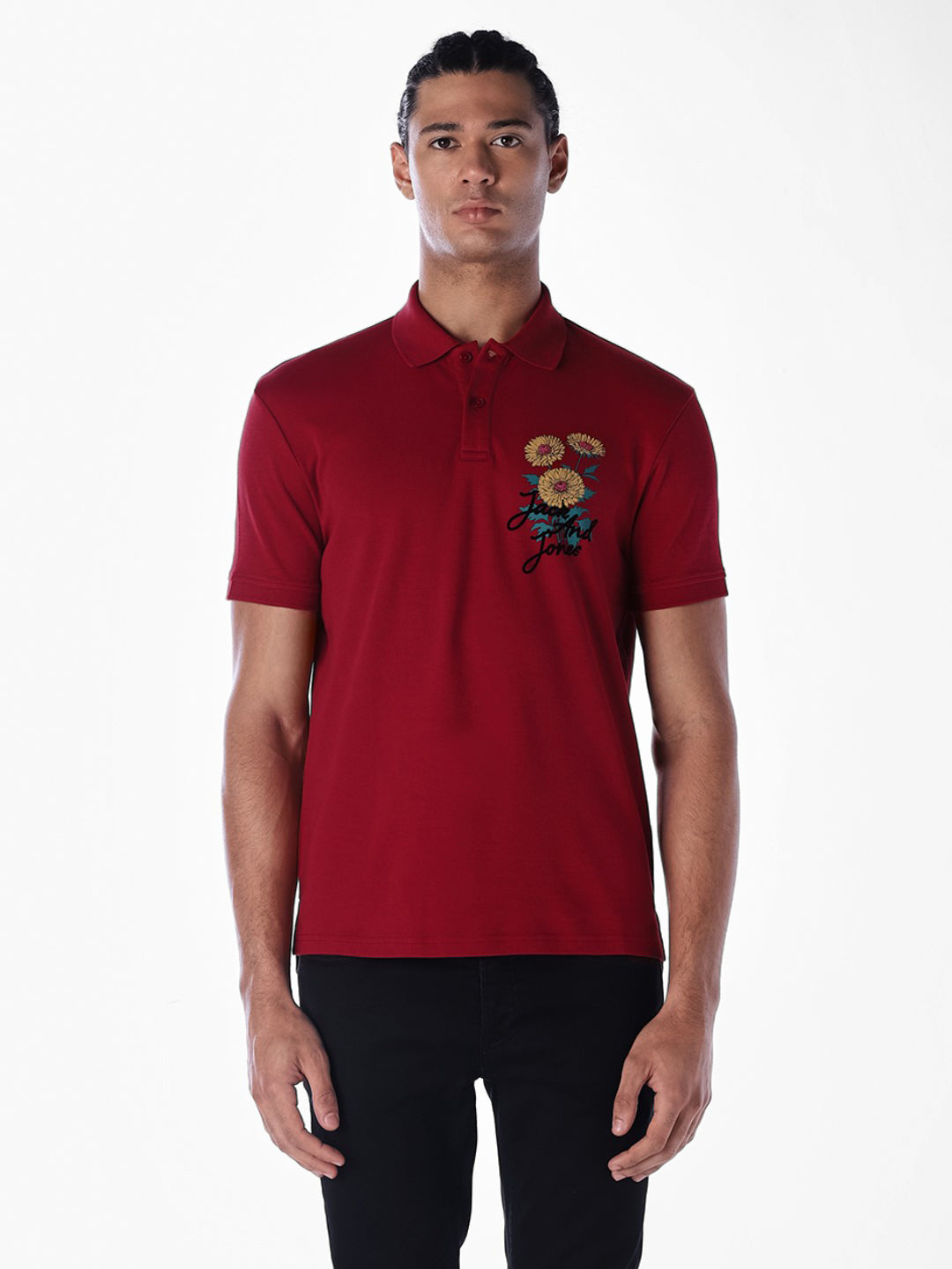 Dark Red Printed Polo